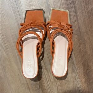 Torrisi Cognac Braided Square-Toe Slide Mules